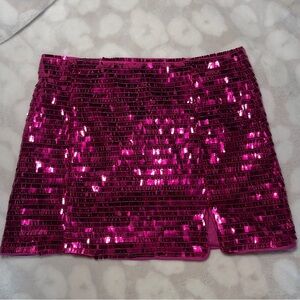 Pink sequin zip up skirt